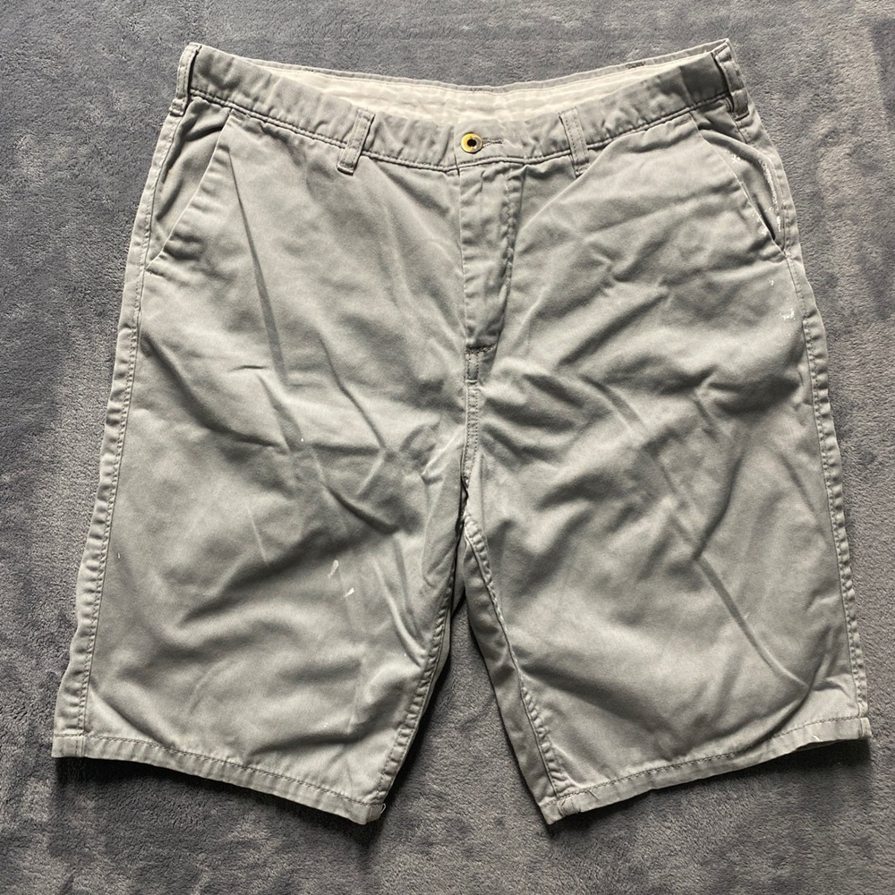 DC Shoes Shorts Mens 34 Gray Chino 2014 Skate Casual Flat Front Cotton Twill